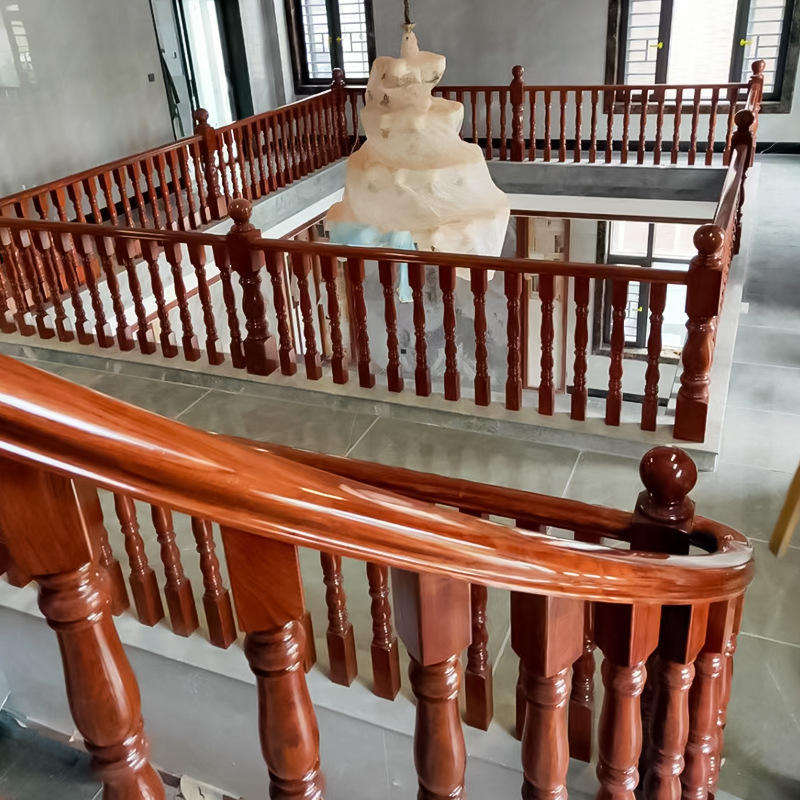 Manufacturer Direct Sales Classic Arc Stair High Quality Solid Wood Indoor Staircase for Villa & Hotel Use