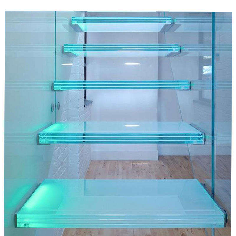 One Stop Service Tempered Laminated Glass Staircase Floating Staircase Safety Glass Railing Stairs
